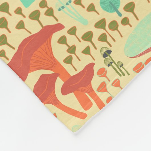 Orange Retro Mushroom Fleecedecke (Ecke)