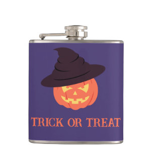 Orange Retro Pumpkin Happy Halloween Flachmann