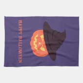 Orange Retro Pumpkin Happy Halloween Geschirrtuch (Horizontal)