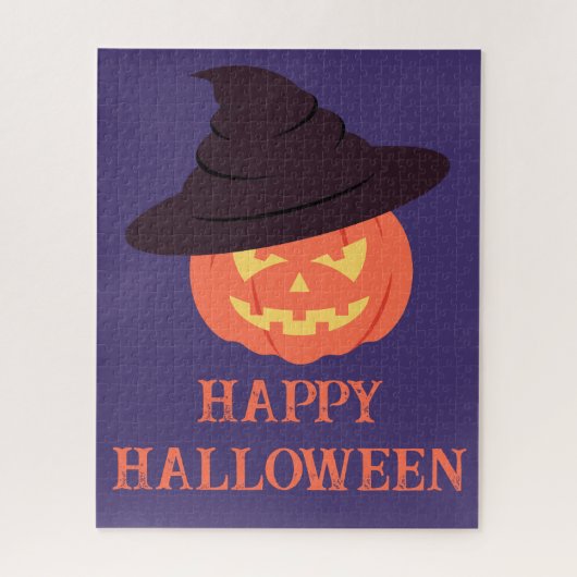 Orange Retro Pumpkin Happy Halloween Jigsaw Puzzle (Vertikal)