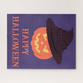 Orange Retro Pumpkin Happy Halloween Jigsaw Puzzle (Horizontal)
