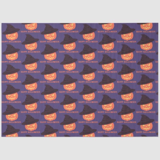 Orange Retro Pumpkin Happy Halloween Seidenpapier (Vorderseite)