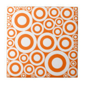 Orange Retro Ringe Fliese (Vorderseite)