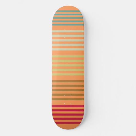Orange Retro Streifen Skateboard (Vorderseite)