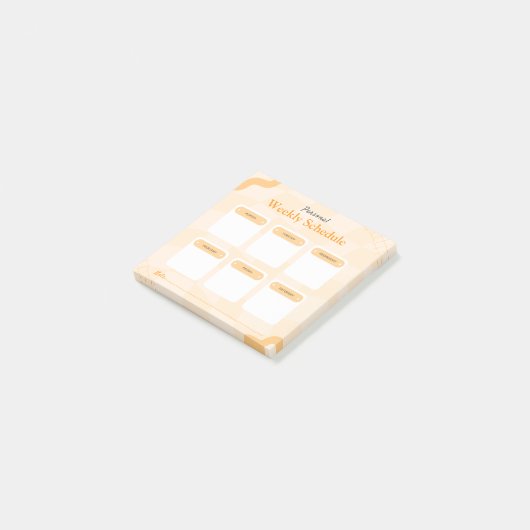 Orange Retro Style Personal Weekekly Planer Post-it Klebezettel (angewinkelt)