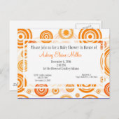 Orange Retro Targets Kinderdusche Einladung (Vorne/Hinten)