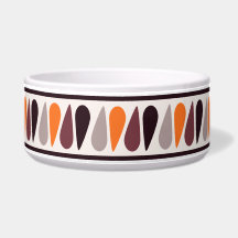 Orange Retro Teardrop Muster Keramik Dog Bowl
