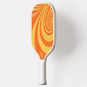 Orange Retro Twirl Monogramm Pickleball Schläger (Links)