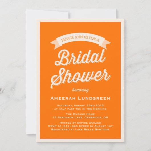 ORANGE RETRO-TYPOGRAPHIE | BRIDAL SHOWER EINLADUNG (Vorderseite)