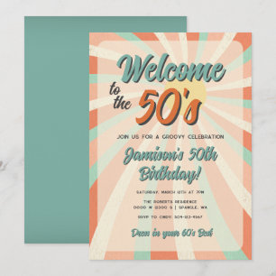 Orange Retro Vintag Editable Geburtstagseinladung Einladung