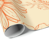 Orange Retro Vintages Y2K Blume Muster Geschenkpapier (Rolleneckpunkt)