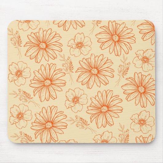 Orange Retro Vintages Y2K Blume Muster Mousepad (Vorne)