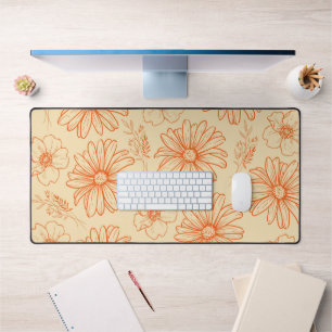 Orange Retro Vintages Y2K Blume Muster Schreibtischunterlage