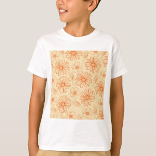 Orange Retro Vintages Y2K Blume Muster T-Shirt