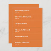 Orange Retro Wedding Platzkarte DIY (Vorne/Hinten)