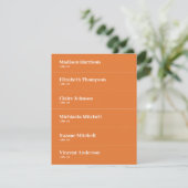 Orange Retro Wedding Platzkarte DIY (Stehend Vorderseite)