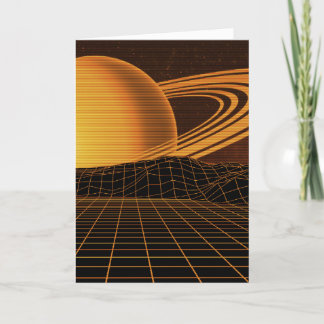 Orange Retrowave Grußkarte Feiertagskarte