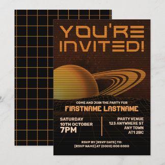 Orange Retrowave-Party Einladung
