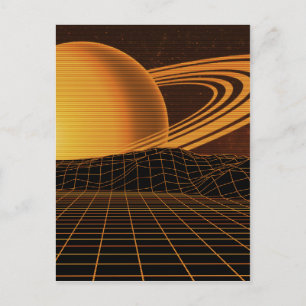 Orange Retrowave Postkarte
