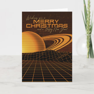 Orange Retrowave Weihnachtskarte Feiertagskarte