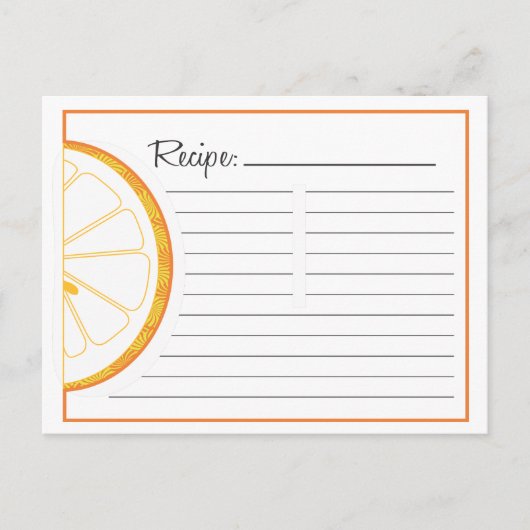 Orange-Rezept-Karte Postkarte (Vorderseite)