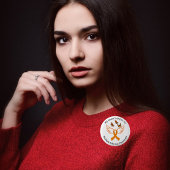 Orange Ribbon Angel Wings Butterfells MS Button