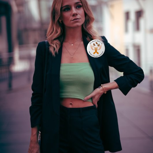 Orange Ribbon Angel Wings Butterfells MS Button