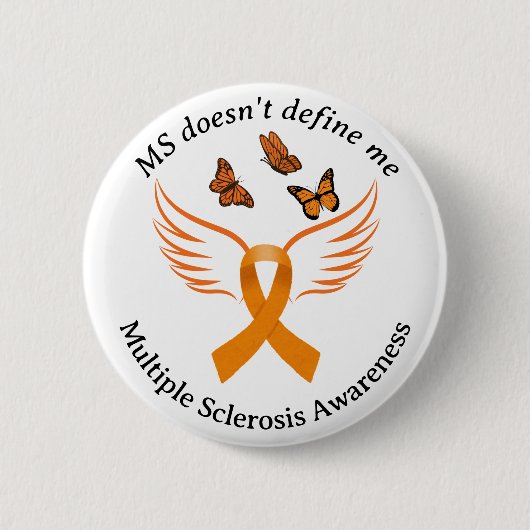 Orange Ribbon Angel Wings Butterfells MS Button (Vorderseite)
