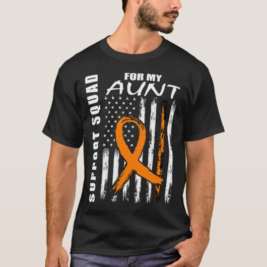 Orange Ribbon Aunt Leukemia Awareness Usa Flag Can T-Shirt (Vorderseite)