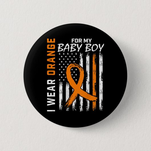 Orange Ribbon Baby Boy LEUKEMIA SUPPORT LEUKEMIA Button (Vorderseite)