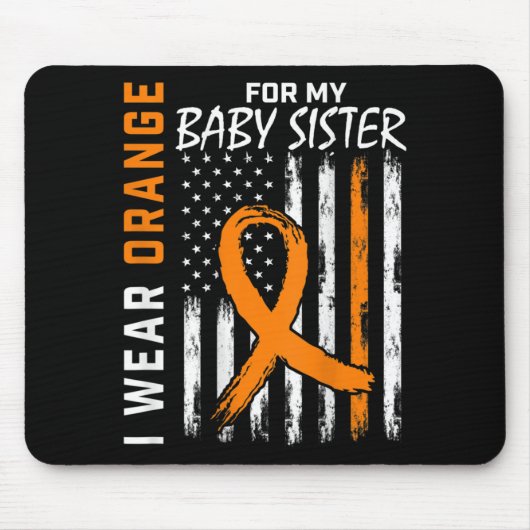 Orange Ribbon Baby Schwester Leukemia Warnhinweis Mousepad (Vorne)