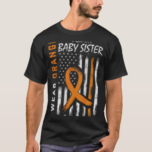 Orange Ribbon Baby Schwester Leukemia Warnhinweis T-Shirt