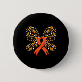Orange Ribbon Butterfly Leukämie Bewusstsein Survi Button (Vorderseite)