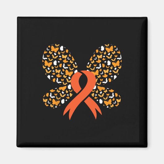 Orange Ribbon Butterfly Leukämie Bewusstsein Survi Magnet (Vorne)