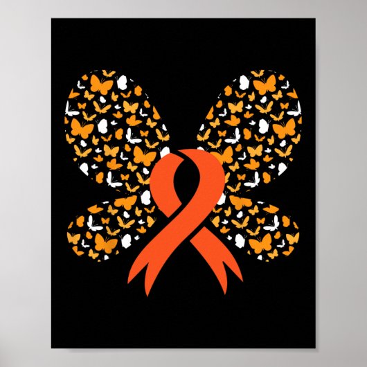 Orange Ribbon Butterfly Leukämie Bewusstsein Survi Poster (Vorne)