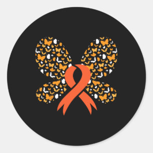 Orange Ribbon Butterfly Leukämie Bewusstsein Survi Runder Aufkleber