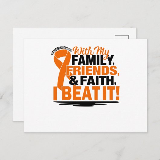 Orange Ribbon Cancer Survivor Friends Family Ankündigungspostkarte (Vorne/Hinten)