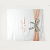 Orange Ribbon Diamond Bow Wedding Background Wandteppich (Vorderseite (Horizontal))