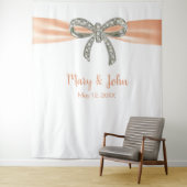 Orange Ribbon Diamond Bow Wedding Background Wandteppich (Beispiel)