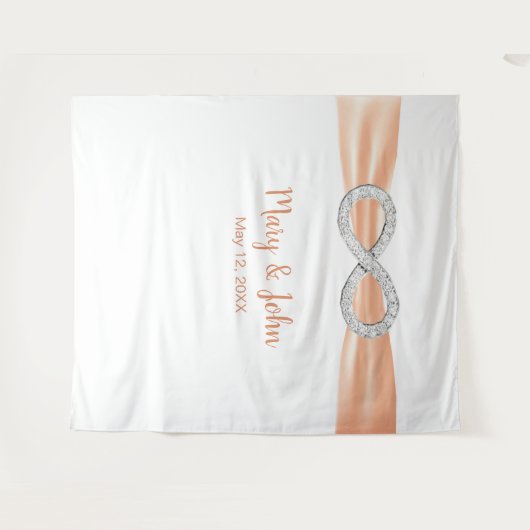 Orange Ribbon Diamond Unfinity Wedding Background Wandteppich (Vorderseite (Horizontal))