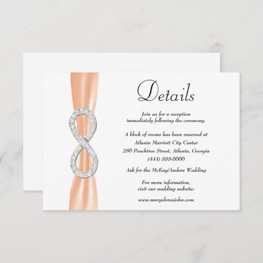 Orange Ribbon Diamond Unfinity Wedding Details Begleitkarte (Vorne/Hinten)