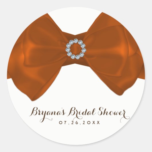 Orange Ribbon & Diamonds Brautparty Elegante Runder Aufkleber (Vorderseite)