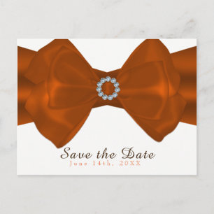 Orange Ribbon & Diamonds Save the Date elegant Ankündigungspostkarte