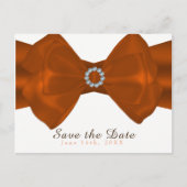 Orange Ribbon & Diamonds Save the Date elegant Ankündigungspostkarte (Vorderseite)