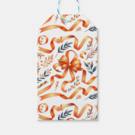 Orange Ribbon Floral Hübsch Botanischer Geburtstag Geschenkanhänger