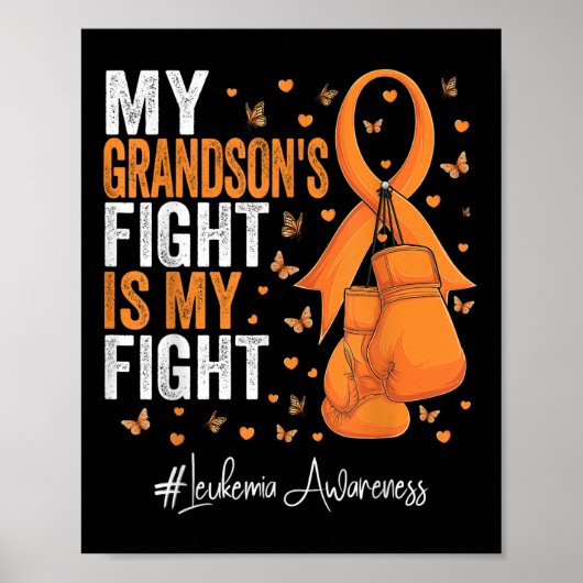Orange Ribbon Grandson Leukemia Bewusstsein Poster (Vorne)