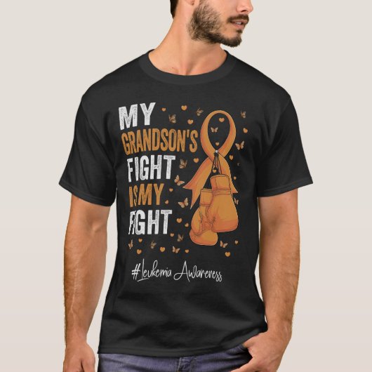 Orange Ribbon Grandson Leukemia Bewusstsein T-Shirt (Vorderseite)