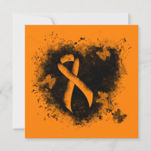 Orange Ribbon Grunge Herz