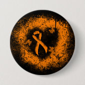 Orange Ribbon Grunge Herz Button (Vorderseite)