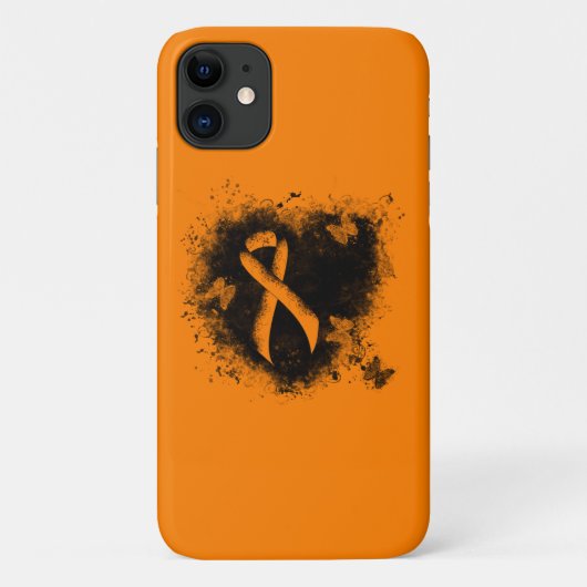 Orange Ribbon Grunge Herz Case-Mate iPhone Hülle (Rückseite)